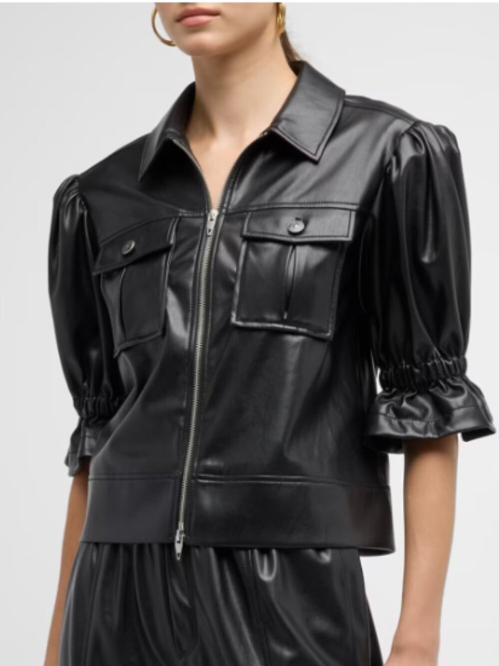 Cinq a Sept Vegan Leather Holly Jacket Size Small Black